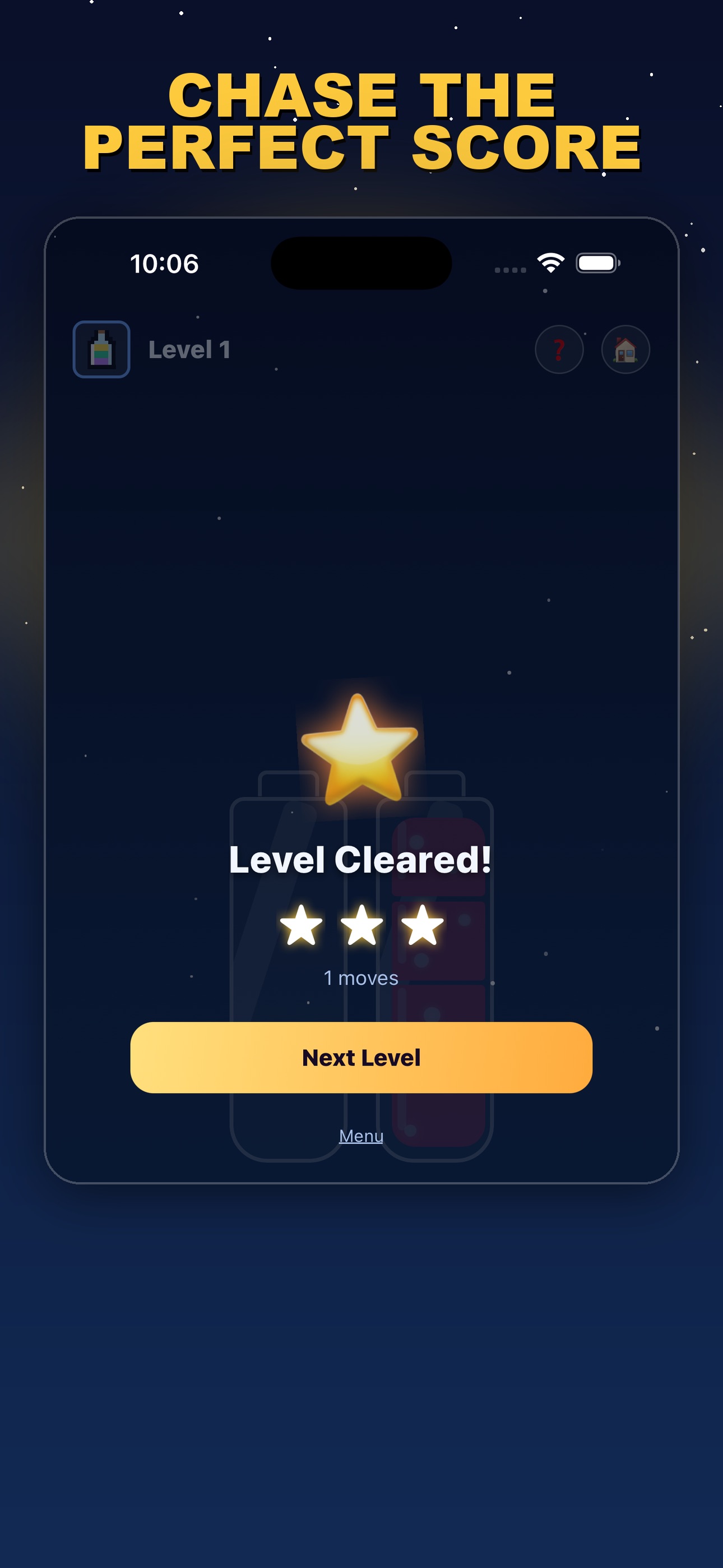 A solved puzzle with a three-star rating